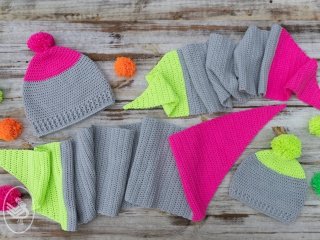 Neon Dipped Scarf & Hat