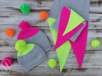 Neon Dipped Schal & Mütze